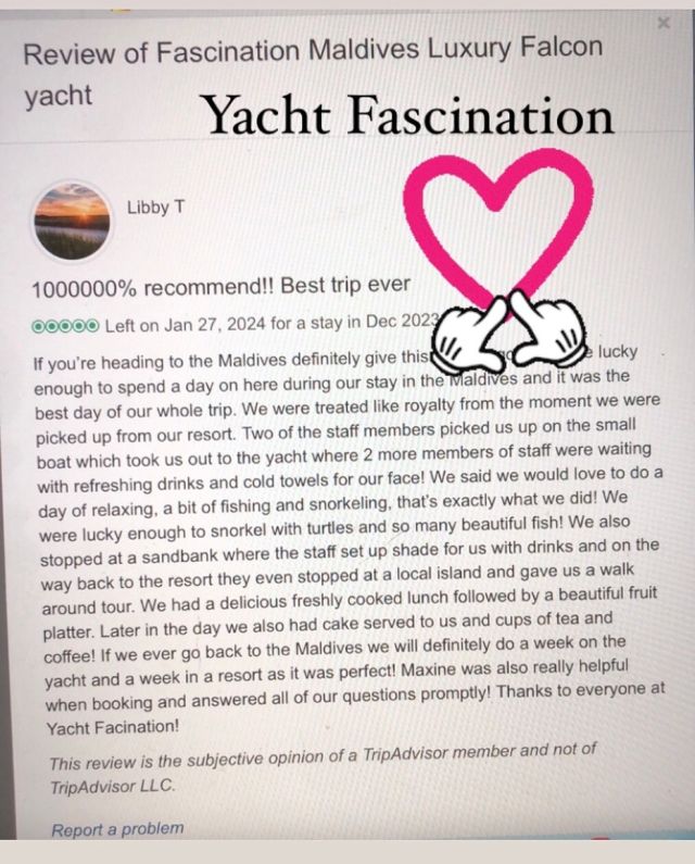 Thank you to our guests from December 2023 !!
 
www.fascinationmaldives.com

info@fascinationmaldives.com 

#happyguests #yachtlife #yachtfascinationmaldives #yachtpeople #daytrip #maldivesdaytrip #daytourmaldives #happinness #adventuretime #enjoylife #maldives🇲🇻